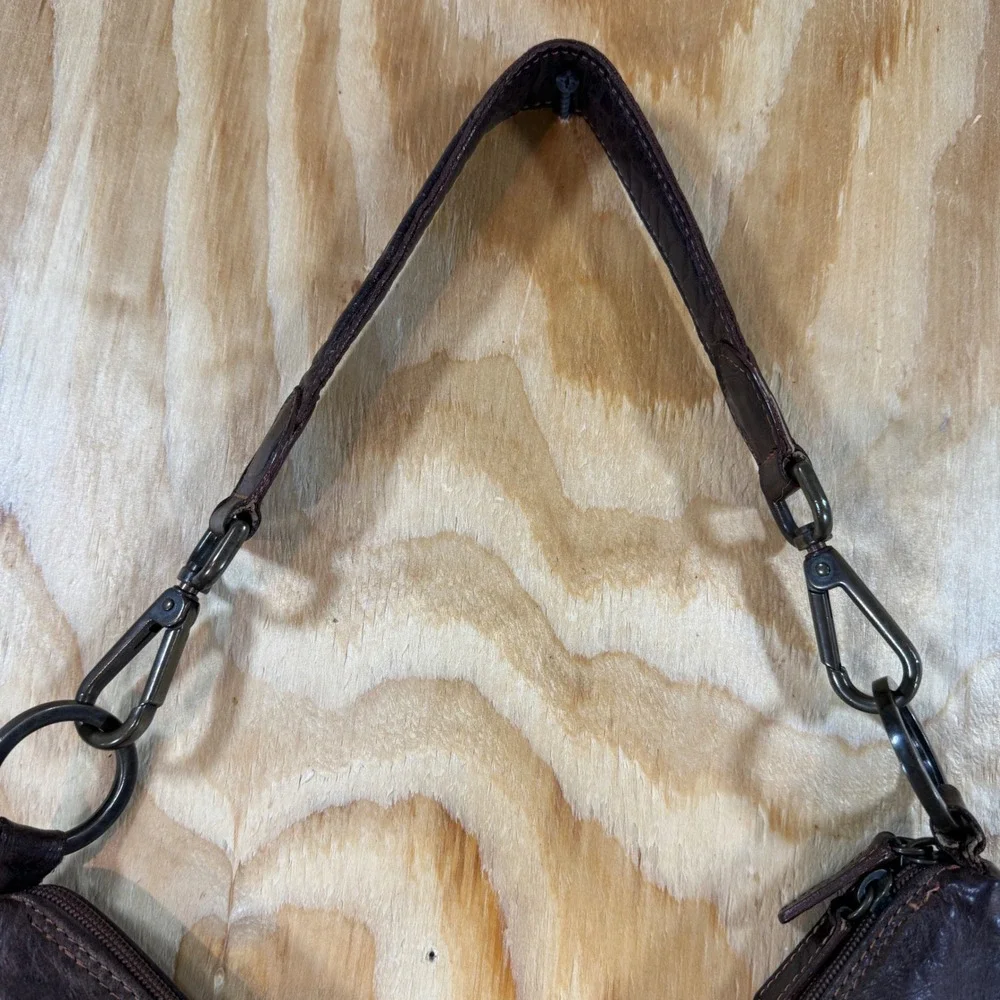 Terrida Brown Leather Croc Embossed Hobo Shoulder Bag Handbag Made in Italy